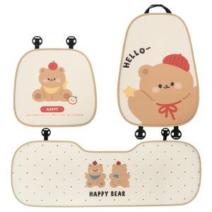เบาะรองนั่งในรถยนต์ลายหมีน่ารัก ผ้าไหมน้ำแข็ง กันลื่น ระบายอากาศดี ชุดแผ่นรองเย็นสำหรับฤดูร้อน ตกแต่งภายในรถยนต์ - Product Image 5