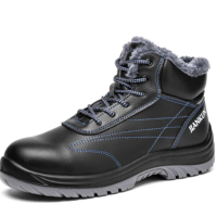 Bottes de sécurité d'hiver JIANKUN, embout en acier, anti-perforation, imperméables, semelle extérieure à double densité, chaussures de travail chaudes