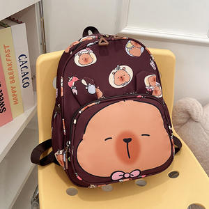 防水カピバラ柄リュックサック、男の子女の子向けのかわいい漫画風子供用スクールバッグ - Product Image 6