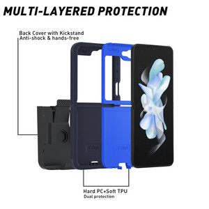 Custodia per cellulare di lusso con cerniera blindata, pellicola temperata, protezione completa in PC rigido e TPU morbido per Z <span class=keywords><strong>Flip</strong></span> <span class=keywords><strong>5</strong></span> - Product Image 4
