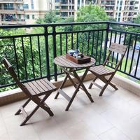 Ensemble bistrot pliant en bois massif naturel, portable, 3 pièces, pour extérieur, gain de place, table et tabourets en bois à cadre en X, camping