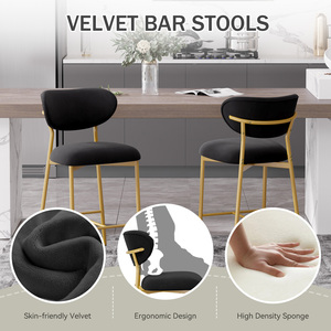 Velvet Adjustable Steady Ergonomic Modern Counter <b>Stool</b> 30 Inch Seat Height Outdoor Hotel Dining <b>Bar</b> Chair Powder Living Room - Product Image 5