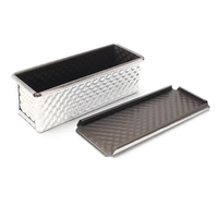 Pullman panci roti bergelombang Mini anti lengket, persegi logam hitam ramah lingkungan Oven panggang roti aman/tutup cetakan kapasitas 160g