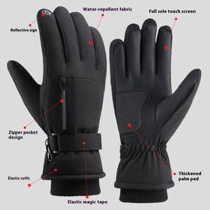 Sarung tangan Ski lima jari untuk dewasa, sarung tangan hangat olahraga musim dingin tahan air layar sentuh kompatibel <span class=keywords><strong>3M</strong></span> Non-Slip - Product Image 2