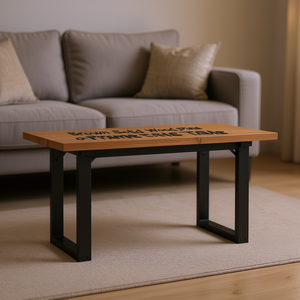 Mesa de centro con estructura en O de madera maciza de pino y acero, 35,4 x 15,7 x 17,9 pulgadas, muebles modernos industriales para sala de estar - Product Image 2