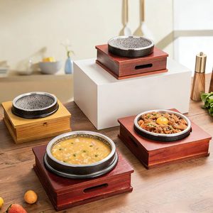 Olla coreana de granito natural para arroz, sopa y bibimbap con bandeja de madera, ¡la más vendida! - Product Image 4