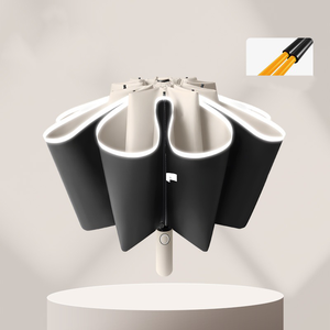 Meilleure Vente Parapluie <span class=keywords><strong>Inversé</strong></span> Coupe-Vent Solide à Bande Réfléchissante Imperméable à Ouverture Automatique avec Logo Personnalisé - Product Image 6