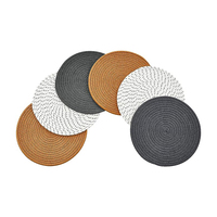 Sets de table ronds en jute tressés, sets de table vintage personnalisés, sets de table rustiques antidérapants en paille