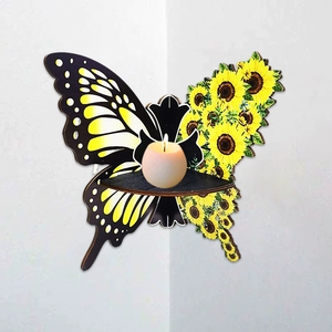 Estante Esquinero de Madera con Forma de Mariposa, Diseño Hueco Creativo, Portavelas de Aromaterapia - Product Image 4