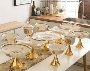 ชุดจานผลไม้เซรามิกสไตล์ยุโรป11ชิ้นชุดอุปกรณ์รับประทานอาหารจานของหวานเครื่องใช้บนโต๊ะอาหารทันสมัยสำหรับงานแต่งงานโรงแรม - Product Image 1