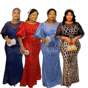Hot Koop Zomer Afrikaanse Mode Vrouwen Kleding Lovertjes Slim Floor-Length Evening Prom Jurken Voor Vrouwen