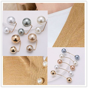 Bán Buôn Số Lượng Lớn Giá Rẻ Ngọc Trai Pin Khóa Khăn Clasp Cổ Áo Cardigan Nút Vòng Ngọc Trai U Hình Dạng Ve Áo Pin Trâm - Product Image 3