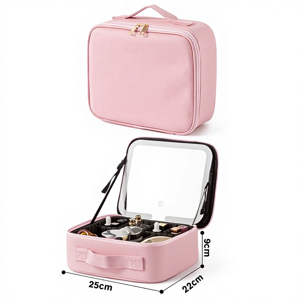 Borsa per il trucco a led rosa