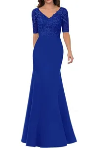 حورية البحر أو الساتان فستان أم العروس طويل فساتين السهرة الرسمية يزين ضيف الزفاف مقاس كبير فساتين الأم - Product Image 6