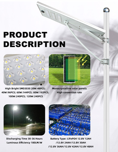 OEM Nhà cung cấp sản phẩm Trung Quốc nhôm ngoài trời tất cả trong một <span class=keywords><strong>LED</strong></span> An ninh ánh sáng đường phố - Product Image 3