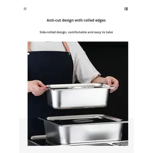 Lavabos cuadrados de acero inoxidable modernos de estilo americano, platos de Buffet, bandejas de platos de cafetería y restaurante - Product Image 3