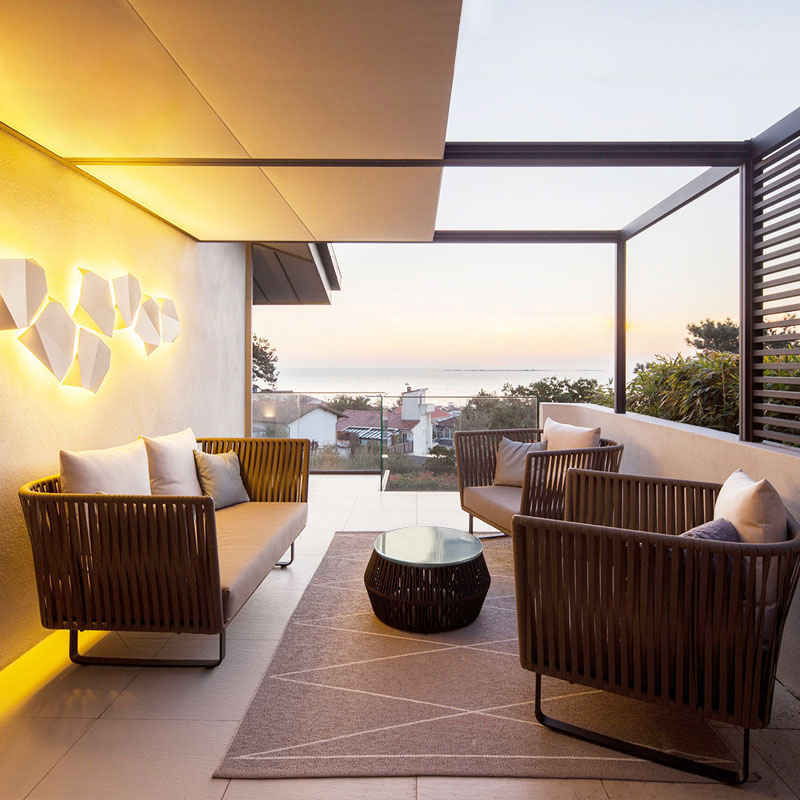 Hot Sale Patio Furniture Casual Rattan Dining Room Long Table Chairs Set Fashion Simply Dining Set Home Furniture Modern