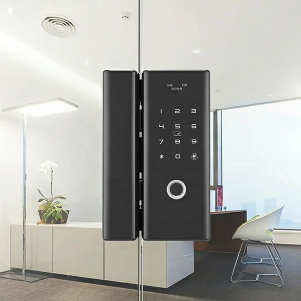 Büro Glas Finger abdruck Schloss Einzel-und Doppeltür Bürste Karte Smart Passwort Push-Pull Türschloss
