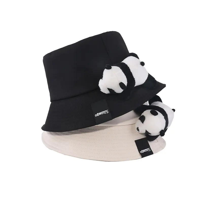Cappello femminile carino cappello da pescatore bambola Panda coppia Versatile cappello da studente maschio tinta unita