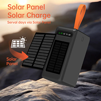 Banque d'alimentation solaire Aspor A376 60000mAh avec 6 ports de sortie, charge rapide, lumières LED, écran HD et panneau solaire