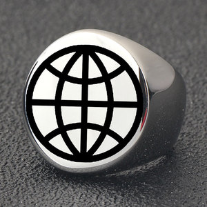 Bague globe en acier inoxydable pour homme, 22 mm, design géométrique, bijoux de mode ronds, cadeau - Product Image 3