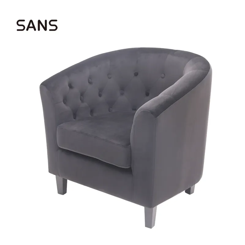 Hot Sales Cheap Solid Wood Tufted Upholstered Velvet Tub Contemporary Modern Armchairs for Living room