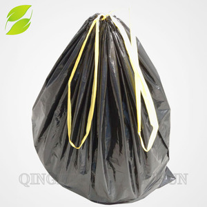Sacs poubelles de cuisine robustes HC de 13 gallons en PEHD transparent recyclable, gaufrés, avec cordon de serrage et soufflet inférieur, pour supermarchés et expositions - Product Image 5