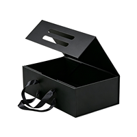 Individuelles Logo Schwarze Faltbare Magnetische Klappbox mit Bandgriff Zusammenklappbare Harte Karton Luxus-Geschenkbox für Kerzen