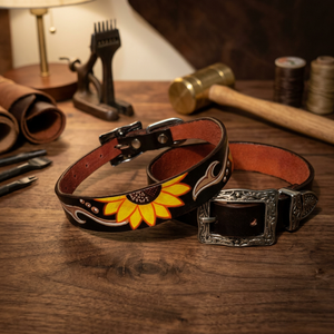 Handmade Superior Quality Genuine Leather <b>Dog</b> <b>Leash</b> Hand Painted Design Eco-Friendly Fashion Medium Breed Size Rivet Decoration - Product Image 2