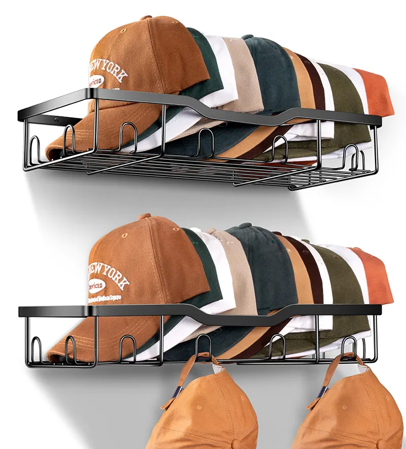 ウォールハットオーガナイザー頑丈な壁掛け帽子収納オーガナイザー野球帽用メタルハットラック