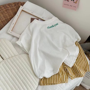 T-shirt ample pour enfants en coton 100% avec imprimé lettres, nouvelle collection été 2022 - Product Image 4