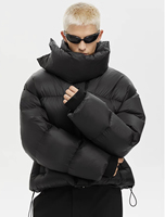 Veste matelassée réversible coupe-vent épaisse à capuche avec motif lettres et logo frontal, col montant, pour homme, personnalisable OEM, idéale pour l'hiver