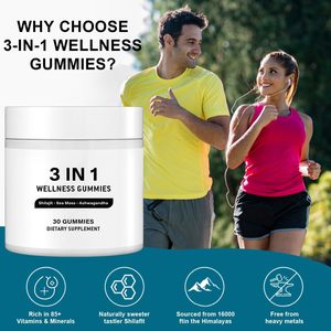 OEM/ODM 3-in-1 Wellness Sea <strong>Moss</strong> Shilajit Ashwagandha Gummies for Adults Immune Support &amp; Energy 30-count Gummy Candy - Product Image 6