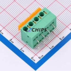 MX142R-5.08-04P-GN01-Cu-A Spring Terminal Block Bent Lead Through Hole,P=5.08mm Connector 1x4P 5.08mm Green Right Angle Insert - Product Image 1