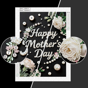 Kit de Peinture Diamant Floral Perle et Pois Joyeuse Fête des Mères <span class=keywords><strong>avec</strong></span> Texte de Vœux pour Décoration Murale DIY et Cadeau - Product Image 5