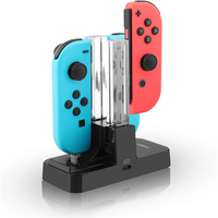 4 in 1 untuk NS Nintend saklar Joy-Con & Pro pengontrol dengan lampu LED ganda indikator Gamepad pengisian Dock dudukan pengisi daya