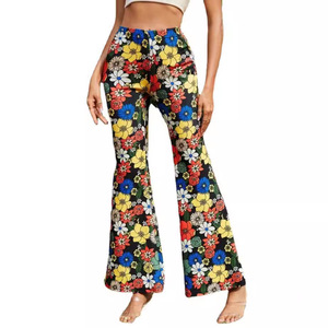 Disponibilità Immediata di <span class=keywords><strong>Pantaloni</strong></span> <span class=keywords><strong>a</strong></span> Zampa d'Elefante Floreali Sexy da <span class=keywords><strong>Donna</strong></span>, Tendenza Estiva Europea e Americana - Product Image 4