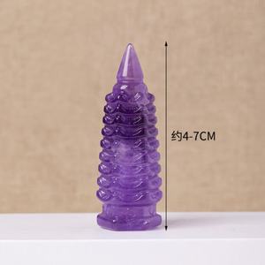 Adornos de Pagoda Wenchang de Amatista Natural al por Mayor, Pagoda Pulida de Nueve Pisos para Decoración de Estudio u Oficina, Decoraciones de Cristal - Product Image 4