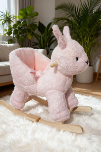 Chaise à <span class=keywords><strong>bascule</strong></span> en <span class=keywords><strong>peluche</strong></span> lapin rose pour tout-petits-Rocker en <span class=keywords><strong>peluche</strong></span> douce pour enfants de 1 à 3 ans, cadeau bébé sûr et mignon - Product Image 5