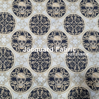 Nais Custom Nouvelle Tendance Tissu Jacquard Brocart Crâne 100% Polyester Noir Or Argent Pailleté Poids Moyen pour Accessoires de Rideaux