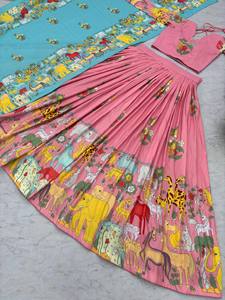 Lehenga Choli Kalamkari de Primera Calidad para Mujer, Ropa Étnica para Festivales, Bodas y Fiestas, Disponible al Mejor Precio - Product Image 5