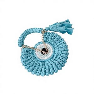 Bolso de Hombro Hecho a Mano de Ganchillo para Bodas y Fiestas, Color Sólido, Media Luna, con Borlas, Ligero, Impermeable y Ecológico - Product Image 1