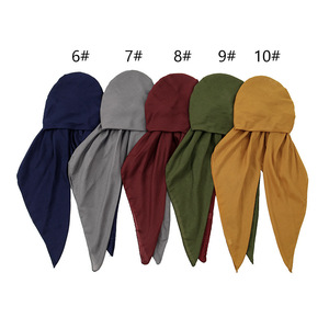 Vendita calda da <span class=keywords><strong>donna</strong></span> a coda lunga viscosa Hijab in tinta unita elastico corda sciarpa musulmana berretto etnico <span class=keywords><strong>bandane</strong></span> - Product Image 2