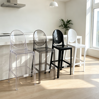 Chaises de bar modernes en acrylique transparent de luxe pour l'intérieur et l'extérieur