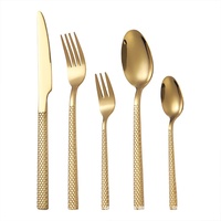 Nouvel ensemble de couverts en acier inoxydable doré, luxe léger, rétro, couteau à steak, fourchette, argenterie dorée, ensemble de couverts pour mariage