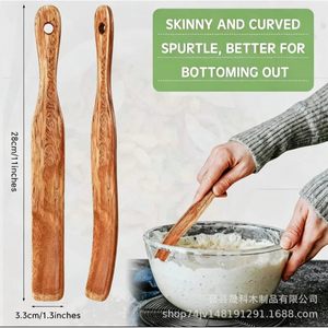 Ensemble de spatules de cuisine en bois, 2 pièces, en bois massif, pour crêpes, pâte, œufs, ustensiles de cuisine - Product Image 4