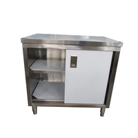 Armoire de rangement commerciale en acier inoxydable brossé, certifiée NSF, robuste, résistante à la corrosion, à 2 niveaux, réglable, avec porte
