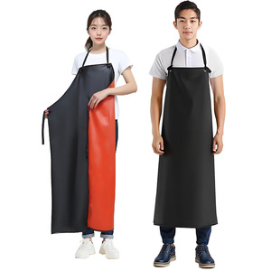 Delantal de PVC compuesto rojo y negro 20-45 impermeable y resistente al aceite para cocina, hogar, fábrica y taller - Product Image 5