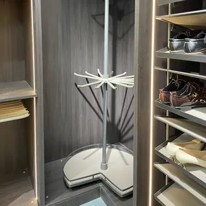 خزانة ملابس من ثلاث طبقات خزانة زاوية ملحقات خزانة ملابس دوارة من الألومنيوم يمكن تعليقها 360 درجة