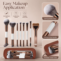 Ensemble de 13 pinceaux de maquillage professionnels, 2 éponges, poils synthétiques doux à double extrémité, manche rose doré, sans perte de poils, OEM ODM personnalisé